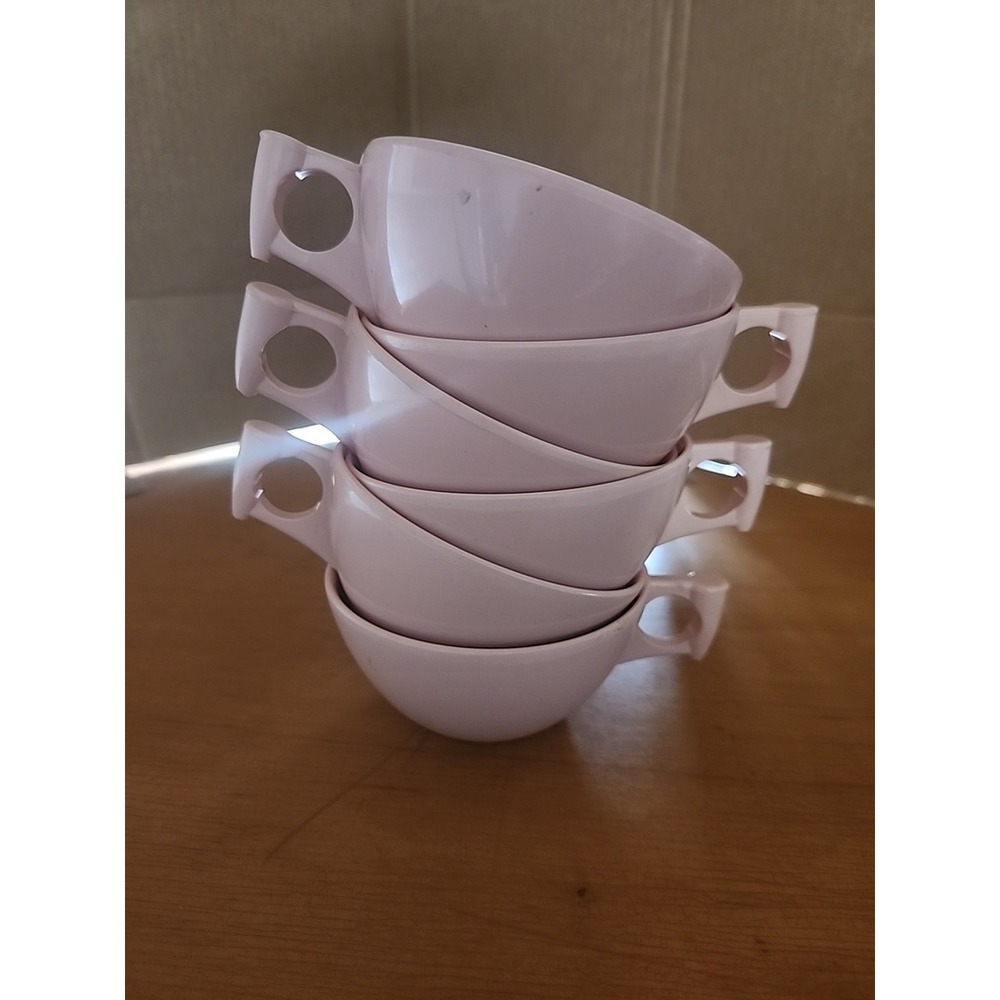 Boonton Melamine Melmac 6 Coffee Cups Pastel Pink. Vintage.